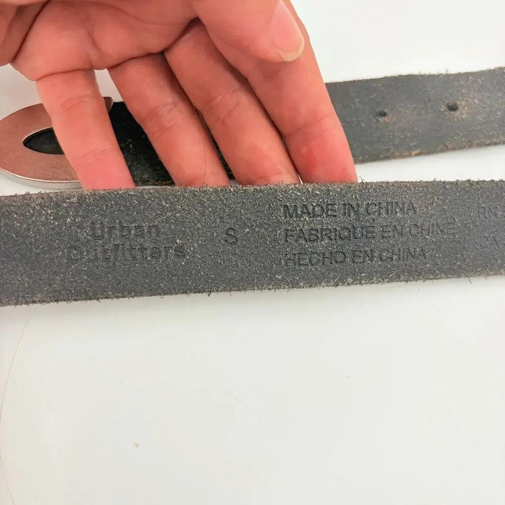 Urban Outfitters Leather Westerm Bels Sz S Silver Engraved Buckle Festival Boho